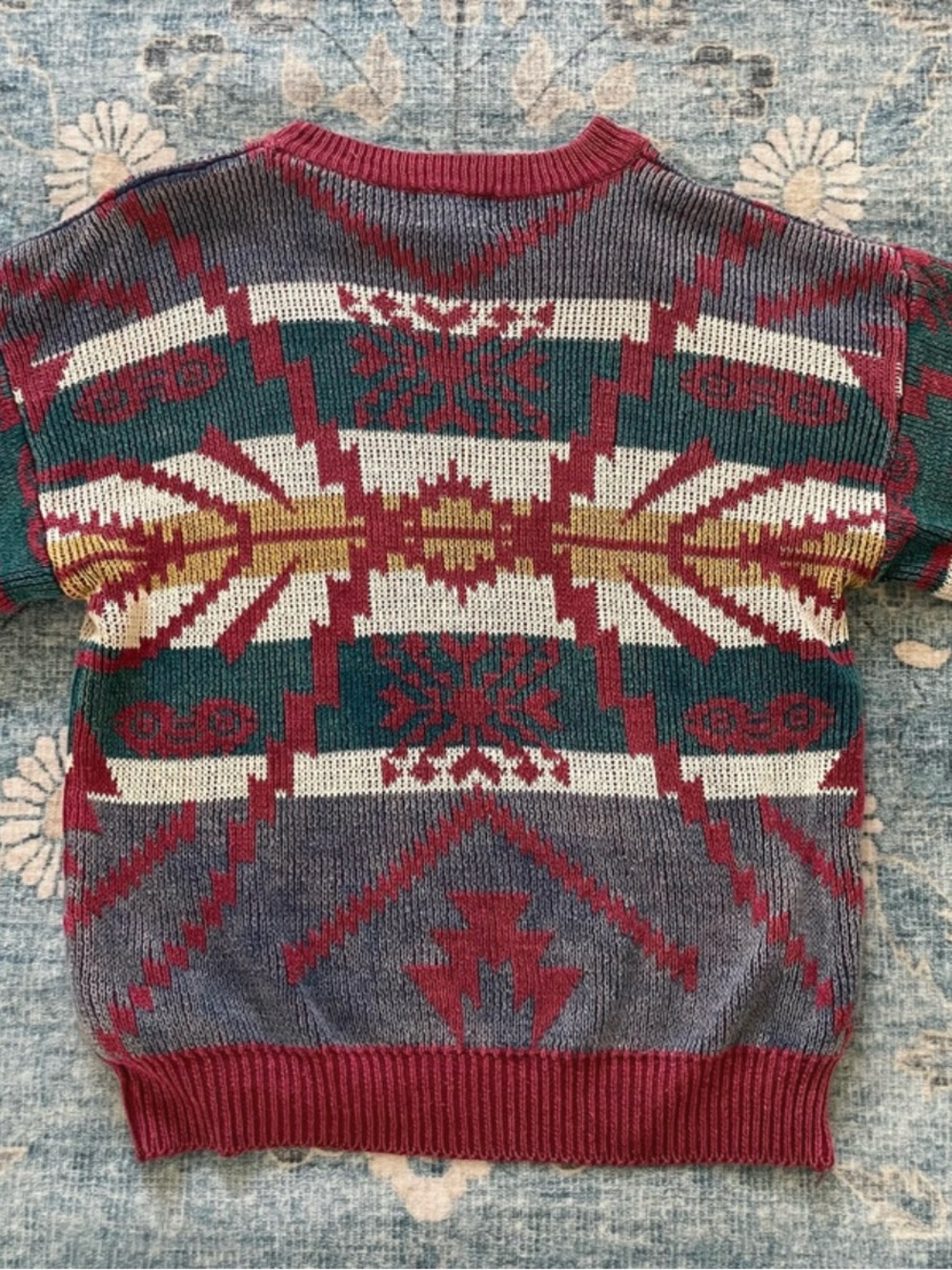 Aztec Pattern Knit Crewneck Sweater - Picture 3 of 3